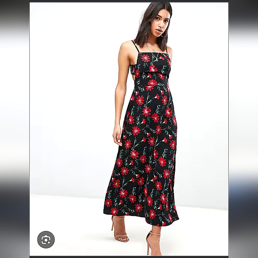ASOS Floral Black and Red Maxi Dress